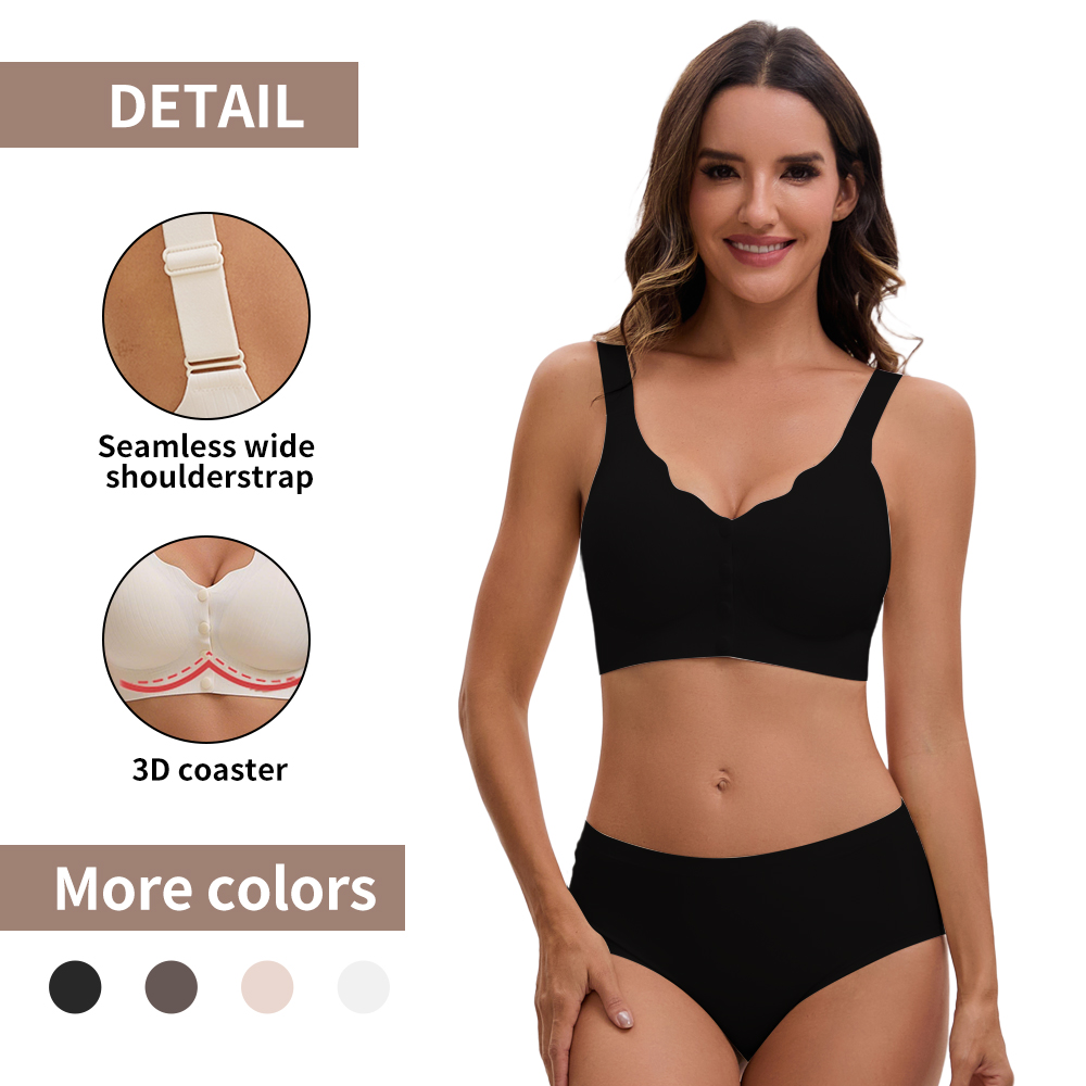 Women's Front Closure Bras, Minimizer, Wire Free, Seamless, 